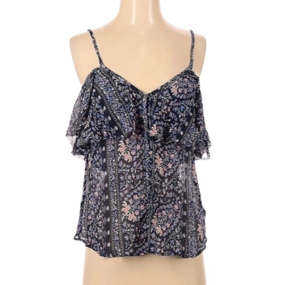 Paige Denim Boho Cold Shoulder Silk Top Blouse - Picture 2 of 6